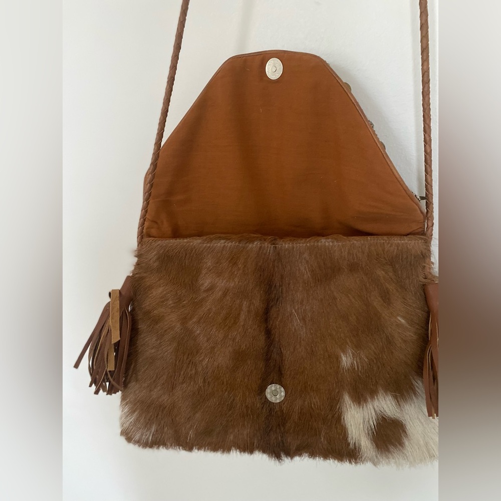 Anthropologie x ibBan - Vintage Calf Hair Leather Beaded Flap Crossbody … - Picture 7 of 7
